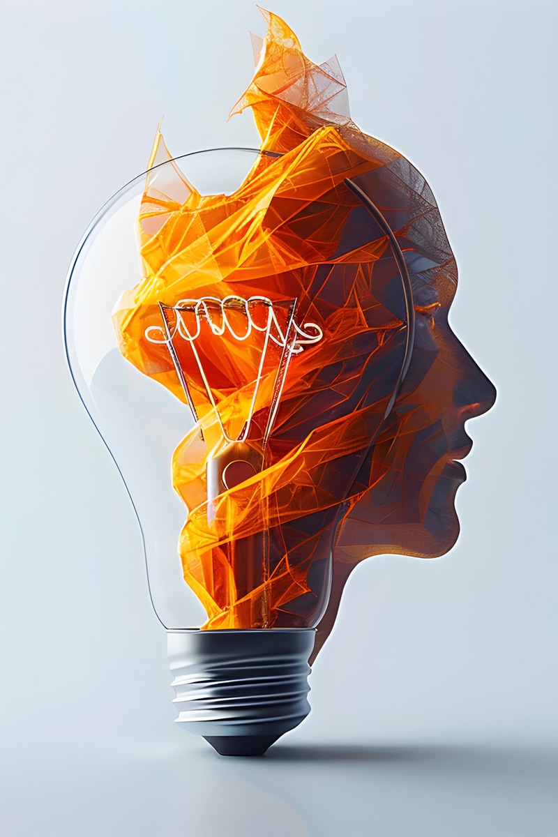 Creative concept — idea as a lightbulb portrait