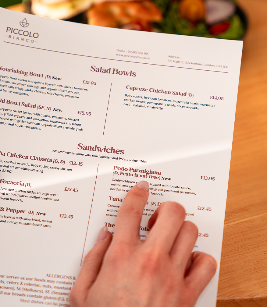 Full English brunch plate at Piccolo Bianco, shot in daylight